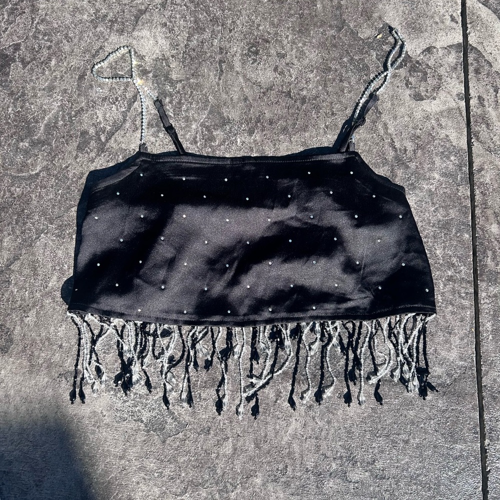 Urban Outfitters Black Fringe Camisole